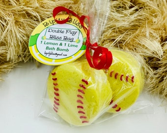 Softball Bath Bomb gift set - Homemade sports Bath Fizzies for softball players, teams and moms - Customized Team Tag