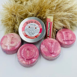 Strawberry Spa Gift Set includes 1 Lotion Bar, 4 Love Bath Bombs & 1 Lip Balm - Easter, Birthday, Holiday, Valentine&#39;s Day, Mother&#39;s Day