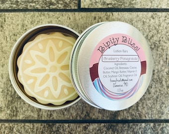 Cranberry Pomegranate Handmade Lotion Bars - Cocoa Butter - Mango Butter - Coconut Oil - Beeswax -  Moisturizing - Fresh Fall Scent