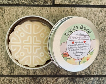 Fresh Apple Pie Handmade Lotion Bars - Cocoa Butter - Mango Butter - Coconut Oil - Beeswax -  Moisturizing - Fresh Fall Scent