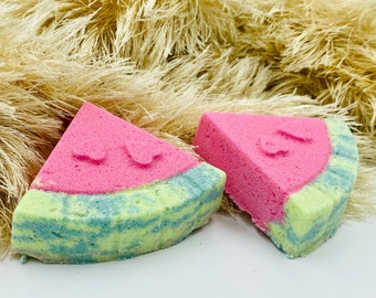 Watermelon Bath Bomb made with Coconut Oil and Vitamin E Oil - Homemade Bath Fizzy -  Summer Fun for Kids