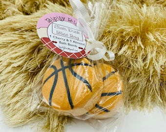 Basketball Bath Bomb gift set - Homemade sports Bath Fizzies for basketball players, teams, coaches moms - Customized Team Tag