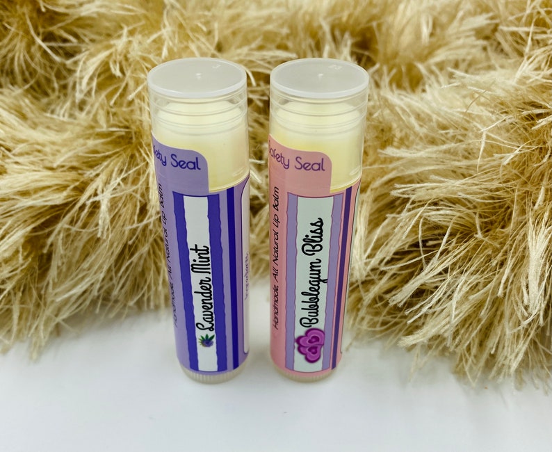 All Natural Homemade Lip Balm made with moisturizing avocado, coconut, jojoba, castor, vitamin E oil and natural flavor oil, choose a flavor image 4