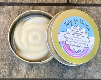 Unscented Handmade All Natural Lotion Bars - Cocoa Butter - Coconut Oil - Beeswax -  Moisturizing for Dry Skin - No Fragrance Added
