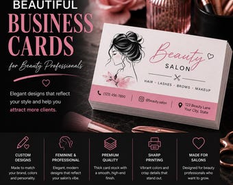 Custom Hair Salon Business Cards, Barber Shop Printing, Logo Design Included