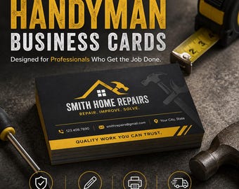 Handyman Business Cards Custom, Contractor Business Card Printed, Construction Business Cards, Custom Business Card with Logo