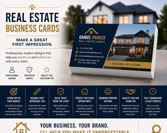 Custom Real Estate Business Cards, Realtor Logo Design, Matte or Gloss Finish