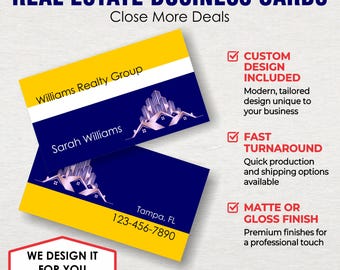Real Estate Business Cards Custom, Realtor Business Card Printed, Custom Business Card with Logo, Real Estate Agent Card