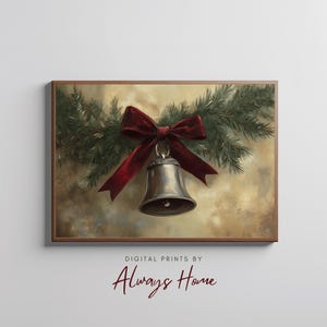 Christmas Silver Bell Digital Wall Art Print Holiday Decor Festive Home Printable