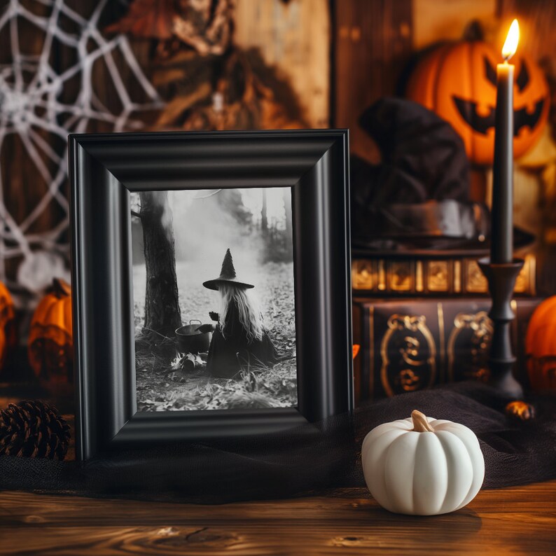Witch by Cauldron Vintage Photograph Digital Wall Art Print Gothic Home ...