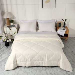 LEISURELY COLLECTION All Season 100% Cotton Quilted Comforter Soft Breathable Fluffy White