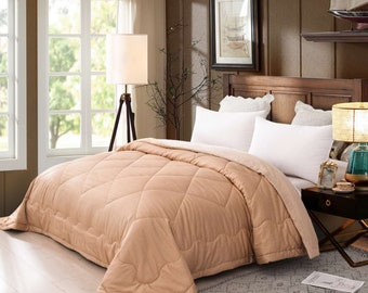 LEISURELY COLLECTION Premium 100% Natural Colored Cotton Quilted Comforter Ultra-Soft 800TC Breathable Cooling Non Chemicals