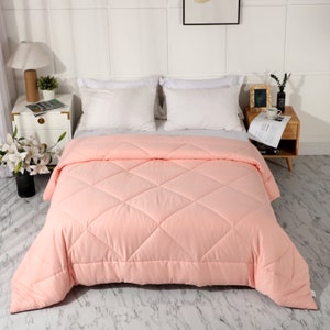 LEISURELY COLLECTION All Season 100% Cotton Quilted Comforter Soft Breathable Fluffy Pink