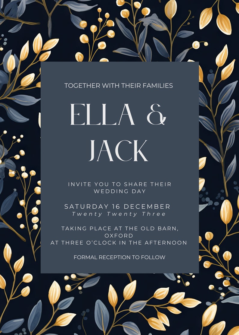 Christmas Wedding Invitation Template Winter Wedding Invite Digital Download Canva Template Modern Wedding Template Wedding Invitation Card image 2