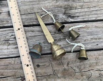 Set 5 Brass Bells including 1 Brass Bell w/Letter Opener