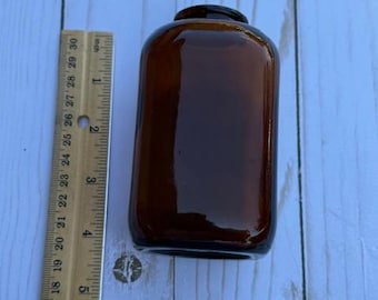 Vintage Amber Glass Snuff Jar w/Seal