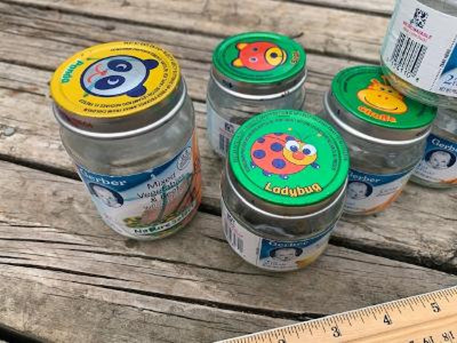 Set 9 Glass Gerber Baby Food Jars Etsy