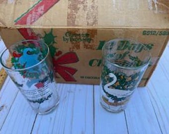 Complete Set 12 Days of Christmas Glasses in Original Box