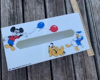 Vintage Disney Tissue Box Holder - Mickey Mouse, Pluto, Donald Duck