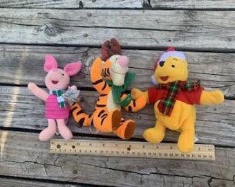 1999 Winnie the Pooh, Tigger and Piglet Christmas Plush Set