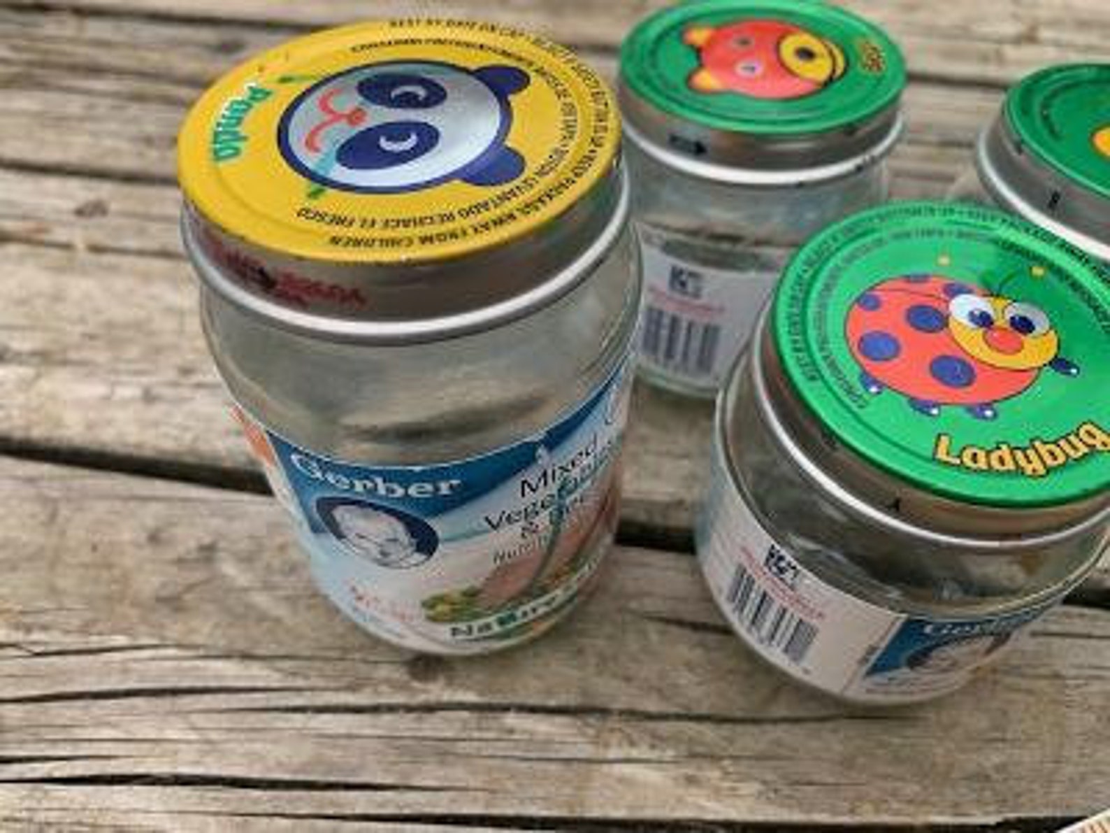 Set 9 Glass Gerber Baby Food Jars Etsy