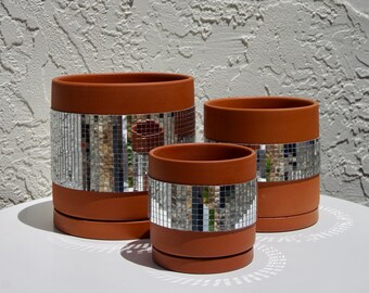 Disco Planter || Terracotta Plant Pot with Drainage
