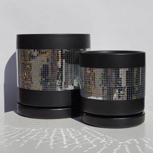 Obsidian Disco || Ceramic Plant Pot with Drainage