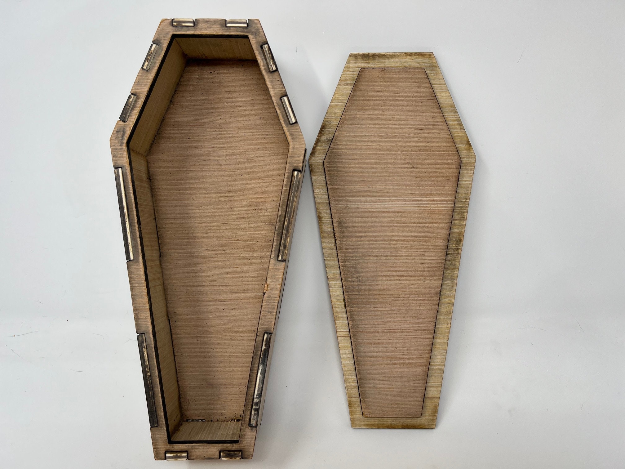 Handmade Large Wooden Coffin Box With Presson Lid, Unfinished. Ready for Your Customization and