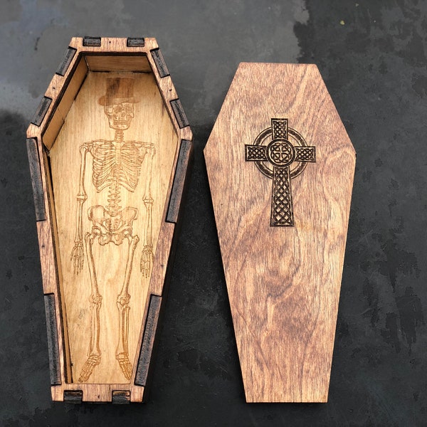 Coffin-Shaped trinket Box with Press-on Lid SVG file BUNDLE for 3mm and 5mm material for Glowforge, K40, or other laser cutter