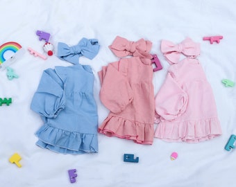 Kids clothes - baby girl outfit - linen dress - cute dress