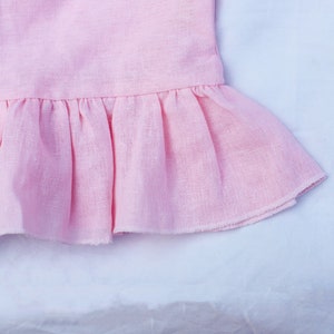 Baby girl dress pink babygirl dress baby girl gift bow headband baby linen baby outfit image 6