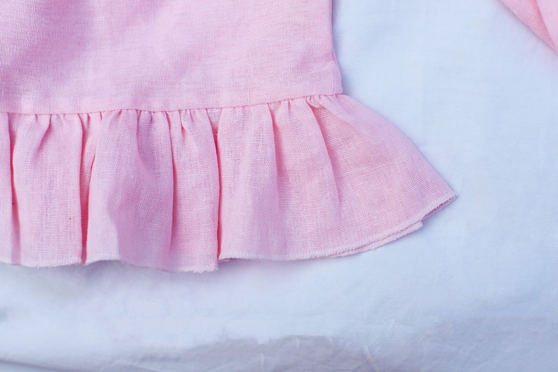 Baby girl dress pink babygirl dress baby girl gift bow headband baby linen baby outfit image 6