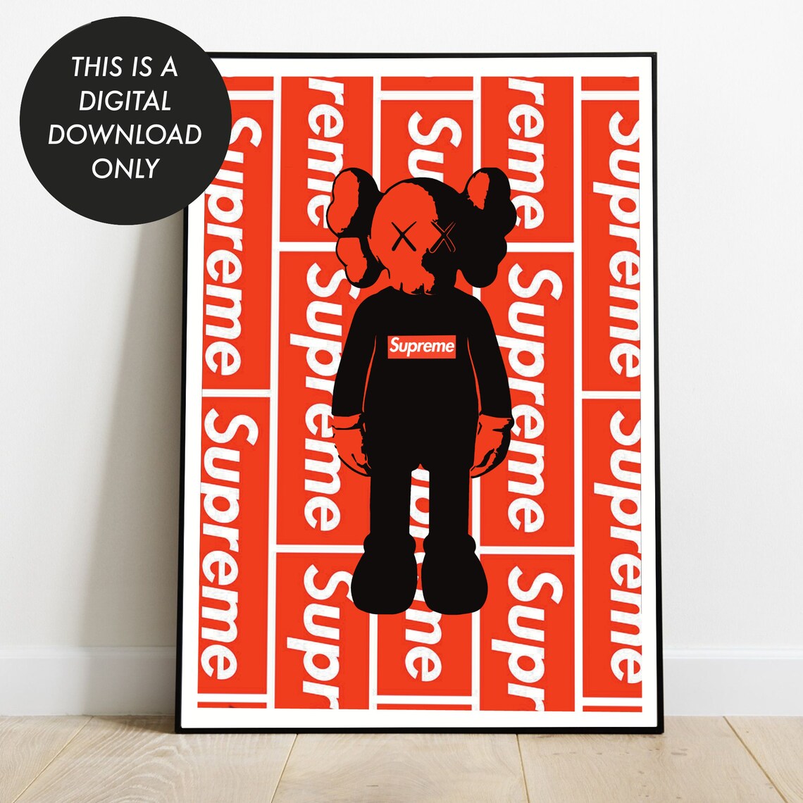 Kaws Companion Supreme Poster Kaws Companion Wall Art Kaws | Etsy