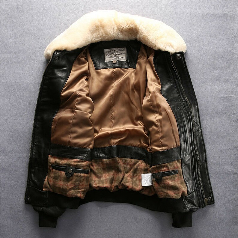 Flight Jacket Bomber Genuine Leather Jacket Men Winter Coat Motorcycle Leather Jacket