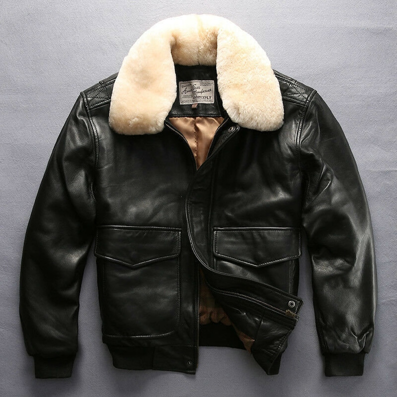 Flight Jacket Bomber Genuine Leather Jacket Men Winter Coat Motorcycle Leather Jacket