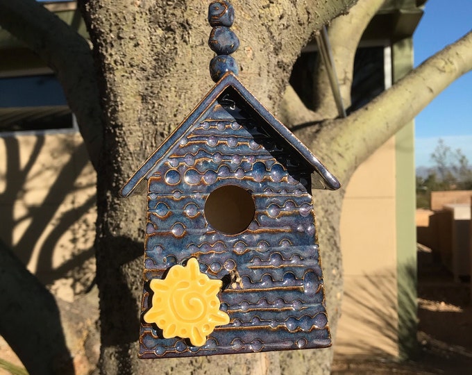Sunny & Bright Pitched Roof Barn | Handmade Pottery | Fun Yard Art | Birthday Gift | Housewarming or Host Gift | Anytime Gift