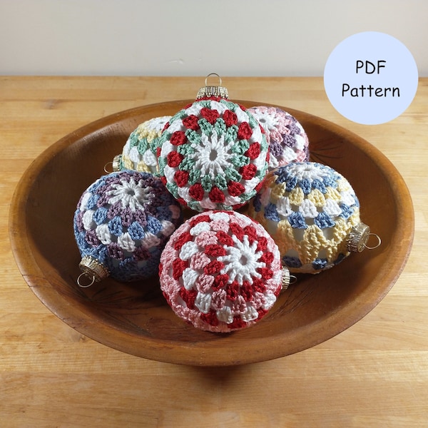 Crochet Pattern: Granny Christmas Bauble Ornament Ball