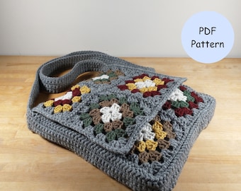 Patron au crochet : sac carré grand-mère bandoulière