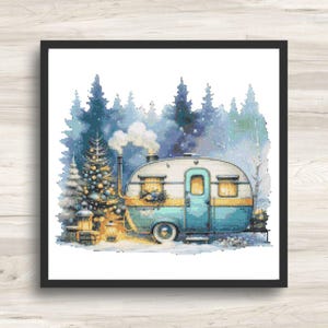 Kreuzstich Muster: Vintage Camper Caravan Motiv 3 - PDF Instant Download