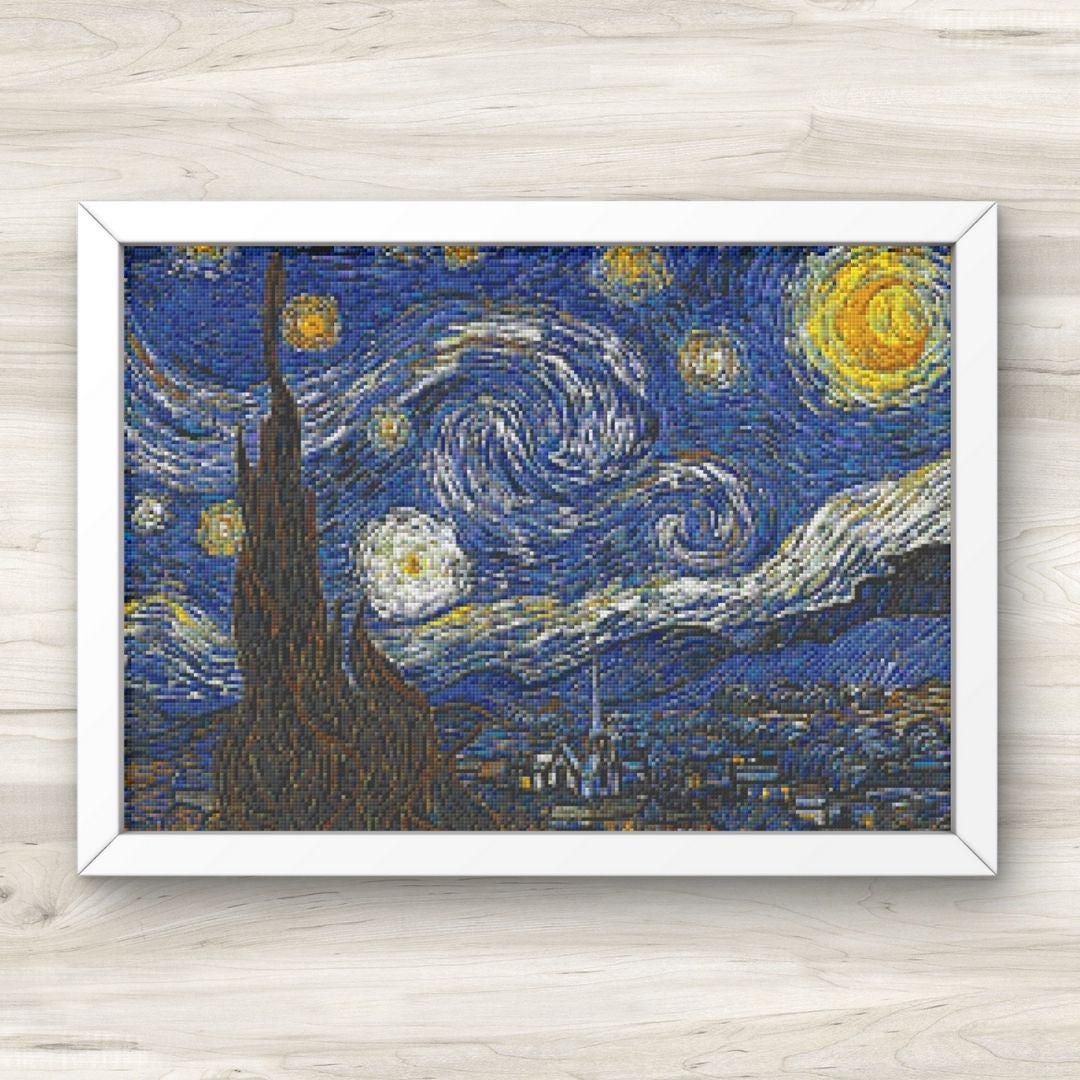 よっちん絵画4点 クロスステッチパターン：星月夜 ゴッホの有名な絵画 PDF 即時