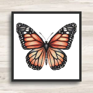 Cross Stitch Pattern: Orange Monarch Butterfly PDF Instant Download