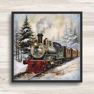 Kreuzstichmuster: Weihnachtszug Winterurlaub Motiv 3 - PDF Instant Download