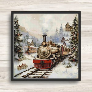 Kreuzstichmuster: Weihnachtszug Winterurlaub Motiv 6 - PDF Instant Download