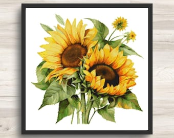 Sunflower Cross Stitch Pattern - Motif 1 - PDF Download - Pattern Keeper