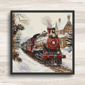 Kreuzstichmuster: Weihnachtszug Winterurlaub Motiv 1 - PDF Instant Download