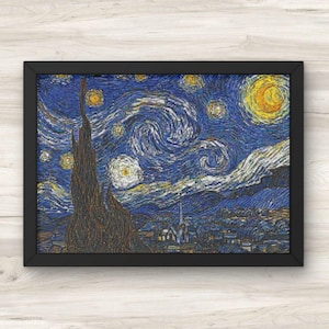 Cross Stitch Pattern: Starry Night Van Gogh Art Famous Painting PDF Instant Download