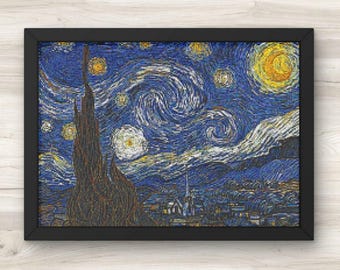 クロスステッチパターン：星月夜 ゴッホの有名な絵画 PDF 即時