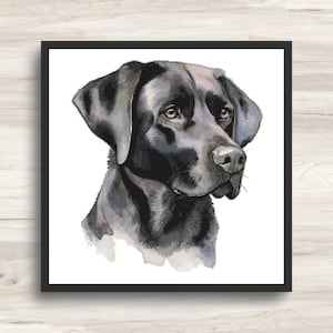 Kruissteekpatroon: Black Lab labrador retriever-hond pdf direct downloaden