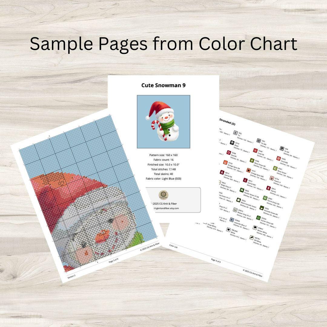Snowman Cross Stitch Pattern - Christmas Candy Cane - PDF Download - Etsy