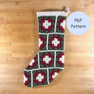 Crochet Pattern: Granny Square Christmas Stocking